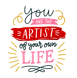 Sticker minh hoạ chữ 'You are the Artist of your own Life'